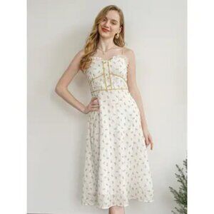 094 Rosie Posie Vintage Inspired Midi Dress Size Medium